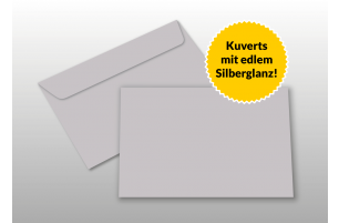 Kuverts für A6-Karten, silber glänzend