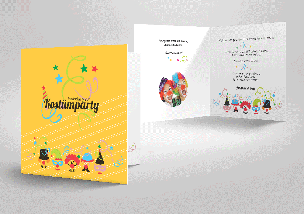 Lustige Einladungskarten Zu Faschingsparty Und Kostumfest Selbst Gestalten