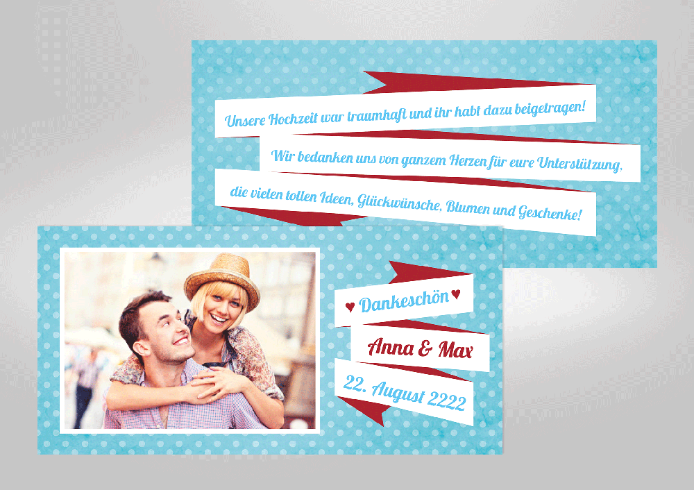 Kreative Dankeskarte Zur Hochzeit Zum Selbstgestalten Mit Ihrem Text Und Ihren Bildern