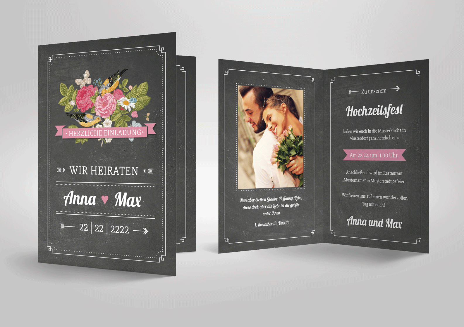 Einladungskarte zur Hochzeit Vintage Wedding